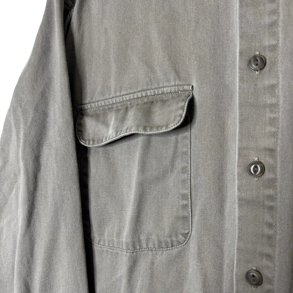 VTG Abercrombie & Fitch‎ Men's XL Gray Canvas Button Down Thick Gorpcore Y2K - Picture 5 of 8
